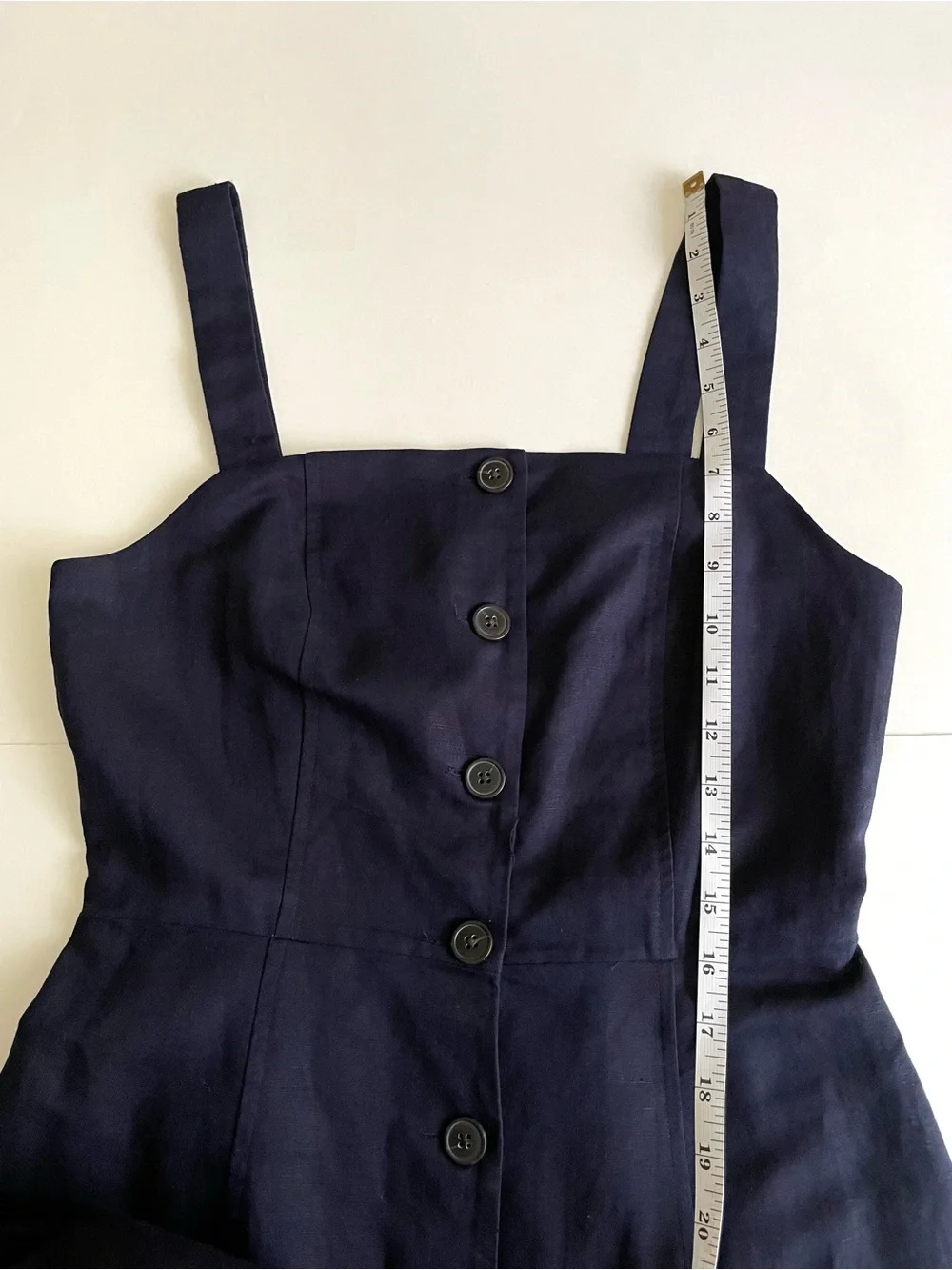 Gap Button Front Apron Linen Cotton Sleeveless Midi Dress Dark Navy NWT - Picture 10 of 11